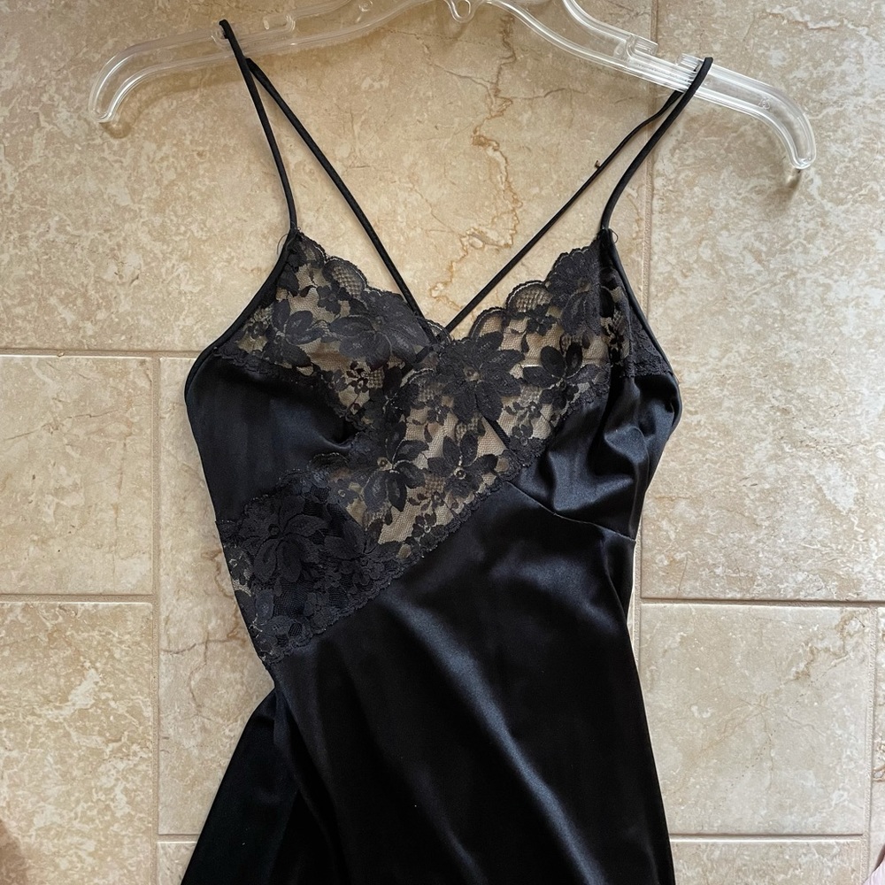 JC Penney Vintage Long Black Neglige with slit